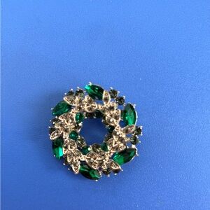 Elegant Green and Silver Brooch